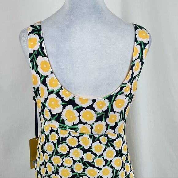 Diane Von Furstenberg Black Yellow Bold Floral BabyDoll Chic Dress NWT Size 14 - Picture 6 of 13